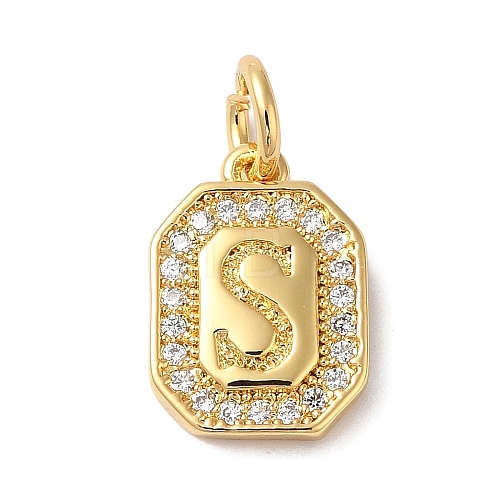 Real 18K Gold Plated Brass Micro Pave Clear Cubic Zirconia Pendants KK-L216-002G-S-1