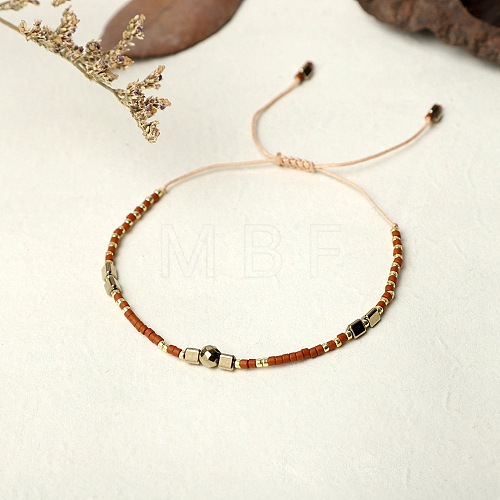 Bohemian Style Handmade Braided Friendship Bracelet with Semi-Precious Beads for Women ST0949609-1