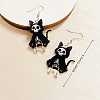 Cat Shape with Skeleton Acrylic Dangle Earrings FS-WG9EDFB-04-1