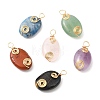 6Pcs Natural Mixed Gemstone Copper Wire Wrapped Pendents PALLOY-JF02143-1