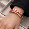 Hollow Out 304 Stainless Steel & Imitation Leather Cuff Bangles WG7C714-02-1
