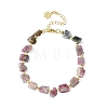 Nuggets Natural Tourmaline & Round Synthetic Non-magnetic Hematite Beaded Bracelets for Women BJEW-JB14177-3