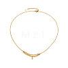 304 Stainless Steel Pave Clear Cubic Zirconia Oval Pendant Mixed Chain Necklaces for Women WG248BB-01-5