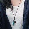 Boho Alloy Feather & Wood Heart Tassel Pendant Cotton Cord Necklaces for Women WG12080-01-2