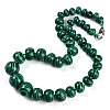 Synthetic Malachite Rondelle Graduated Beaded Necklaces for Women Men NJEW-K388-02K-1