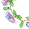 Flower Glass & Acrylic Charm Bracelets BJEW-JB10443-02-3