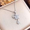 Brass Micro Pave Clear Cubic Zirconia Pendant 304 Stainless Steel Cable Chain Necklaces for Women WG79B21-06-1