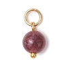 Dyed Natural Green Jade Imitation Tourmaline Round Bead Charms PALLOY-JF05068-2