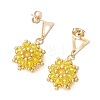 Valentine's Day Flower Natural & Dyed Malaysia Jade Dangle Stud Earrings EJEW-MZ00716-02-3
