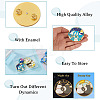 4Pcs 4 Style Elephant & Cat & Girl and Boy & Diamond Rotating Enamel Pins Set JEWB-TA0001-09-5