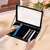 10 Grids Wood Covered with PU Leather Watch Band Organizer Storage Cases with Visible Window Lid CON-WH0112-076-3