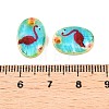 Natural Freshwater Shell Double Face Printed Oval Charms SHEL-T020-05A-3