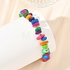 Dyed Natural Freshwater Shell Chip & Brass Beades Stretch Bracelets BJEW-JB14232-2