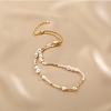 Natural Freshwater Pearl Nuggets & Brass Beaded Necklaces for Women FS-WG15240-01-1