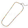 Boho Glass Seed Beaded Necklaces with 304 Stainless Steel End Chains HZ6121-1-1
