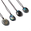 Natural Labradorite Oval Pendant Necklaces PW-WGBBC83-01-1