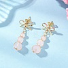 Natural Mixed Stone Bowknot with Round Dangle Stud Earrings EJEW-JE06780-6