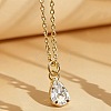 Brass Pave Clear Cubic Zirconia Teardrop Pendant Necklaces for Women WGBD698-03-1