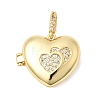 Brass Micro Pave Clear Cubic Zirconia Locket Pendants KK-H267-028A-03-1