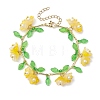 Flower Glass & Acrylic Charm Bracelets BJEW-JB10443-05-1