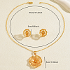 Hollow Vintage Brass Flower Stud Earrings & Pendant Necklaces Sets for Women SA8016-5