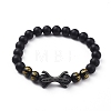 Natural Black Agate(Dyed) Beads Stretch Bracelets BJEW-JB04801-2
