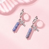 304 Stainless Steel Blue Spot Jasper Column Hoop Earrings EJEW-JE06791-03-2