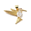 Bird Brass Micro Pave Clear Cubic Zirconia Pendants KK-G419-28G-2