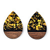 Opaque Resin & Walnut Wood Pendants RESI-N039-45-3