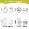 16Pcs 4 Style 304 Stainless Steel Charms STAS-DC0005-46-4