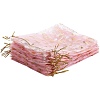 100Pcs Gold Stamping Heart Organza Gift Bags OP-PH0001-37B-7