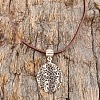 Alloy Textured Coin Pendant Adjustable Imitation Leather Cord Necklaces for Women WG8C2B1-01-5