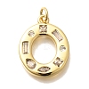 Brass Micro Pave Clear Cubic Zirconia Pendants KK-G521-01G-O-1