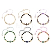 Natural Mixed Gemstone Faceted Cube Braided Bead Bracelets BJEW-JB14379-2