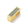 Brass Micro Pave Turquoise Cubic Zirconia Slide Charms KK-A300-12G-2