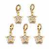 Brass Micro Pave Clear Cubic Zirconia Pendants KK-Q277-052-NF-1