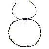 Natural Golden Sheen Obsidian & Brass Round Beads Adjustable Bracelets for Women TQ6408-1-1