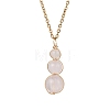 Natural Green Aventurine & Rose Quartz & Amethyst & Carnelian & Dyed Quartz Round Beaded Gourd Shape Pendant 304 Stainless Steel Cable Chain Necklaces for Women NJEW-JN05656-4