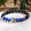 Natural Lava Rock & Shoushan Stone Round Beads Stretch Bracelets IP1472-5-1