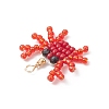 Copper Wire Wrapped Faceted Natural Black Spinel and Glass Seed Beaded Sea Animals Pendants PALLOY-MZ01087-4