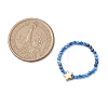 Round Natural Tiger Eye & Black Rutilated Quartz & Lapis Lazuli & Pink Opal Beads Stretch Rings RJEW-JR00790-3