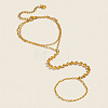 304 Stainless Steel 2-Strand Hand Chain Ring Bracelets with Round Ball for Women HZ7665-1