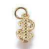 Brass Micro Pave Cubic Zirconia Charms X-ZIRC-E161-02G-2