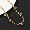 304 Stainless Steel Rope Chain Colorful Cubic Zirconia Tassel Necklaces for Women NJEW-V015-01G-A-5