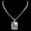 304 Stainless Steel Enamel Black Wolf Dog Tag Pendant Necklaces for Men WG9808E-01-2