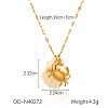 Ocean Theme Natural Shell & 304 Stainless Steel Pendant Dapped Chain Necklaces for Women FS-WG58500-04-1