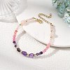 Dyed Natural Malaysia Jade & Chevron Amethyst & Rose Quartz Nuggets & Rondelle Beaded Bracelets for Women BJEW-JB14090-03-1