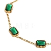 Ion Plating(IP) 304 Stainless Steel Pave Green Glass Rectangle Link Bracelets for Women BJEW-H613-11G-2