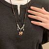 Alloy & Plastic Horse Pendant Adjustable Waxed Cord Long Necklaces for Women WG0CF74-01-1