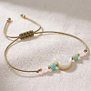 Summer Heart-shaped Faux Pearl Adjustable Braided Bead Bracelets for Daily Wear KQ0143-2